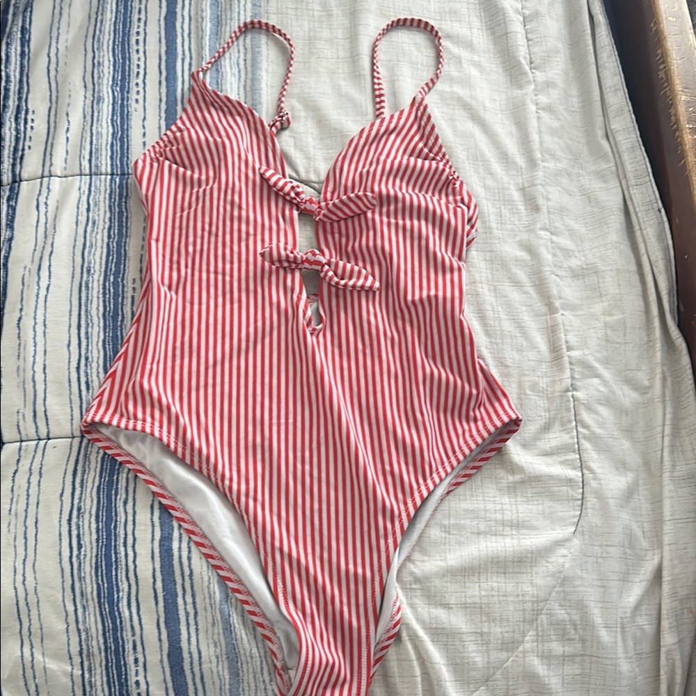 Red Striped Kids Swimsuit